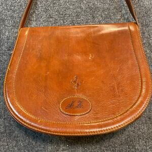 Cuoio Schedoni Modena Womens Brown Leather Crossbody Bag Purse Monogrammed M.Z.